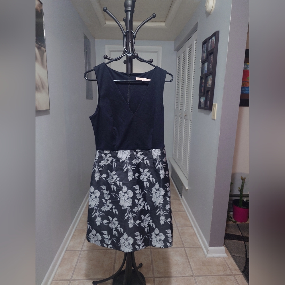 Fun and Flirty Black and White Floral Mini Dress Size M
